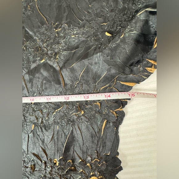 Black Gold Crinkle Top OSFM Boho Glam Metallic Festival Grunge Whimsigoth Fairy - Picture 7 of 8